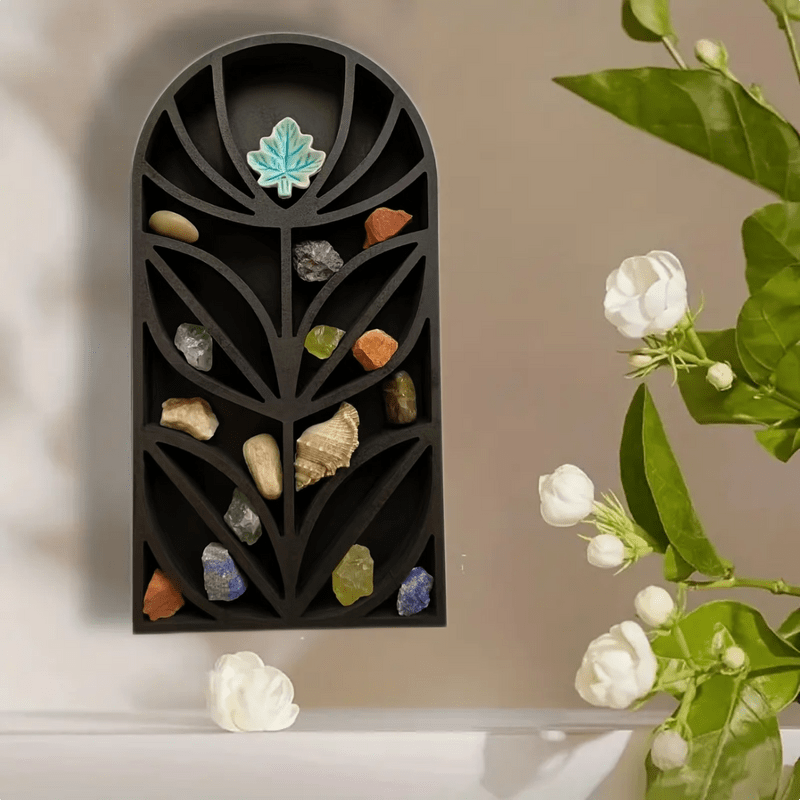 Etagère à fleurs en cristal et bois foncé Olivenorma du milieu du siècle