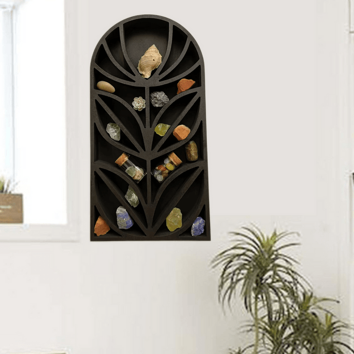 Etagère à fleurs en cristal et bois foncé Olivenorma du milieu du siècle