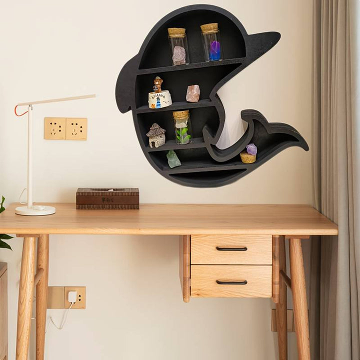 Étagère en cristal et bois foncé Dolphin Olivenorma