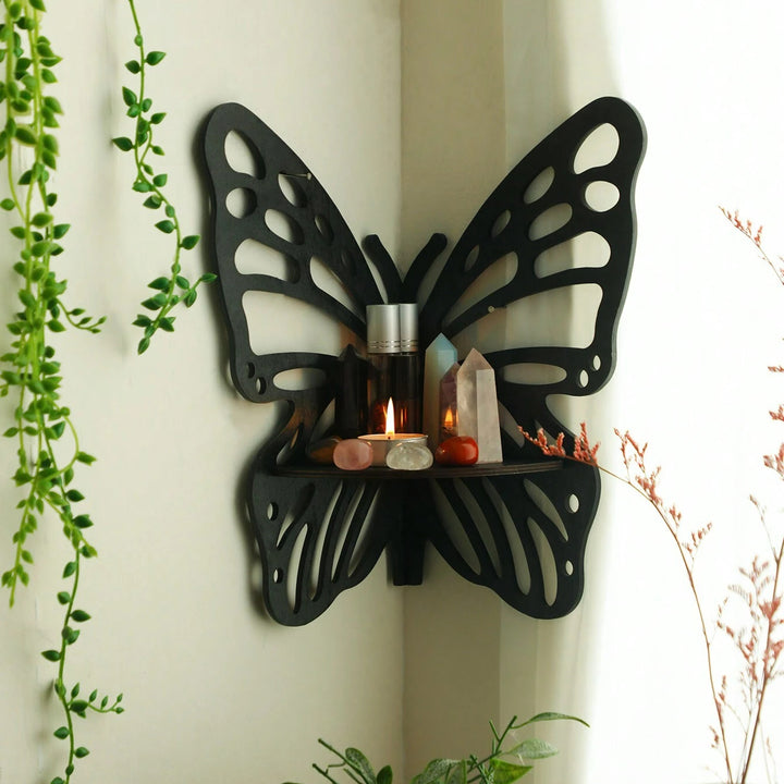 Etagère murale flottante d'angle en cristal en forme de papillon Olivenorma