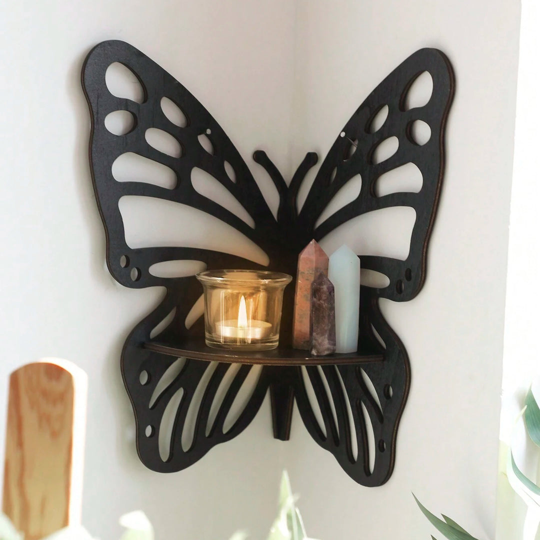 Etagère murale flottante d'angle en cristal en forme de papillon Olivenorma