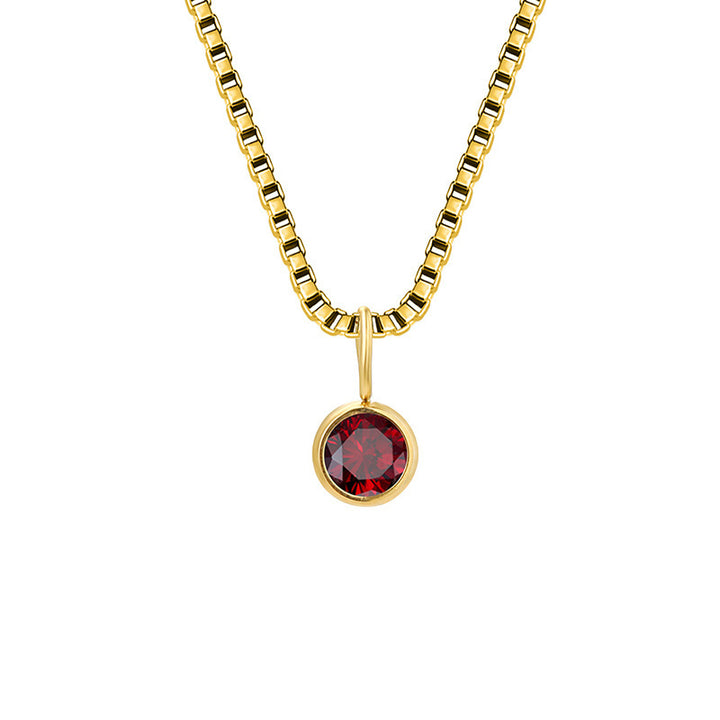 Collier Olivenorma en acier titane et zircon avec pierre de naissance de 8 mm 