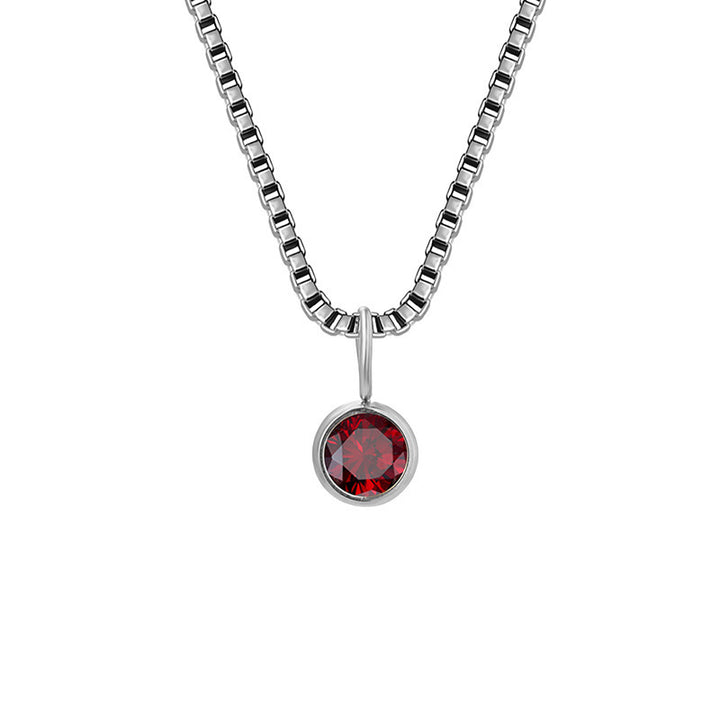 Collier Olivenorma en acier titane et zircon avec pierre de naissance de 8 mm 