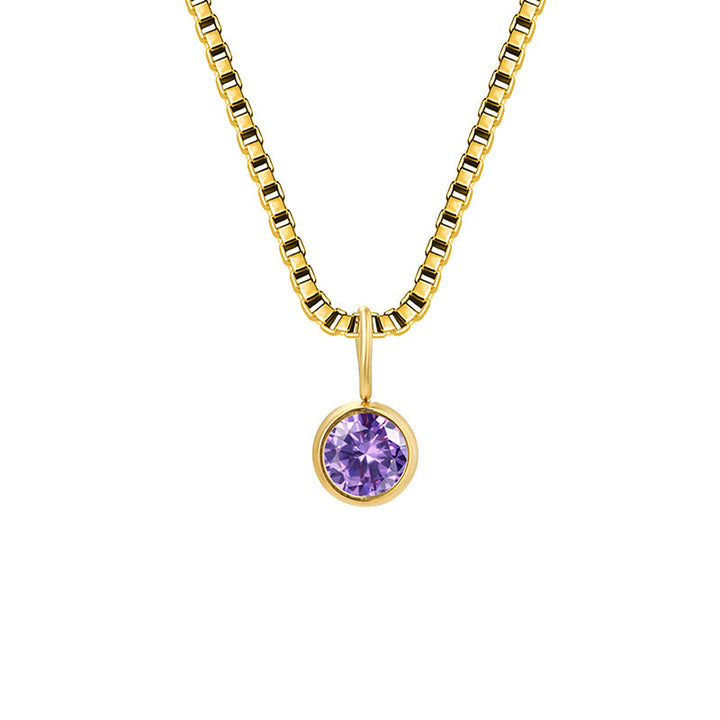 Collier Olivenorma en acier titane et zircon avec pierre de naissance de 8 mm 