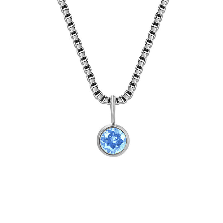 Collier Olivenorma en acier titane et zircon avec pierre de naissance de 8 mm 