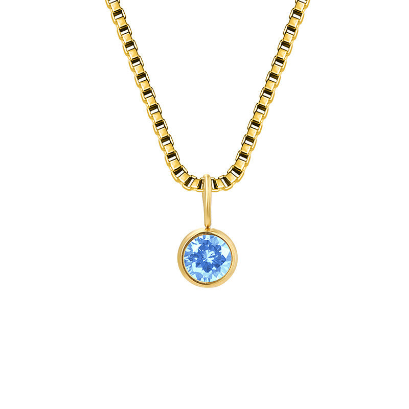 Collier Olivenorma en acier titane et zircon avec pierre de naissance de 8 mm 