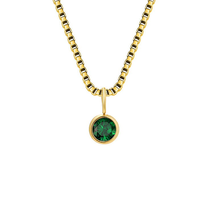 Collier Olivenorma en acier titane et zircon avec pierre de naissance de 8 mm 