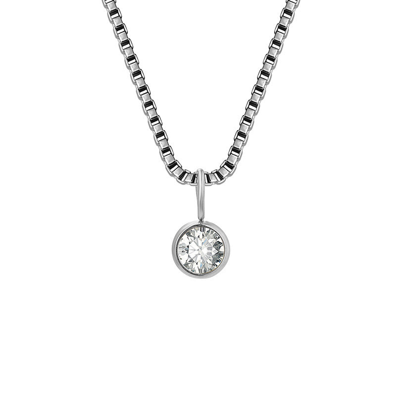 Collier Olivenorma en acier titane et zircon avec pierre de naissance de 8 mm 