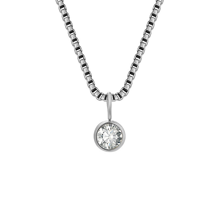 Collier Olivenorma en acier titane et zircon avec pierre de naissance de 8 mm 