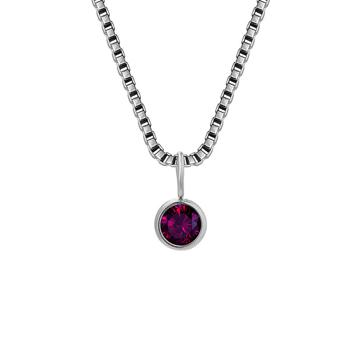 Collier Olivenorma en acier titane et zircon avec pierre de naissance de 8 mm 