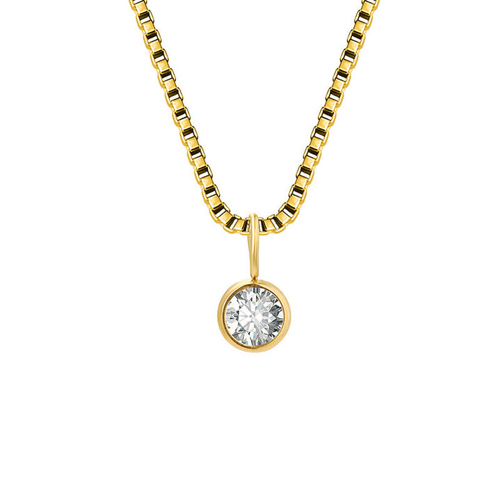 Collier Olivenorma en acier titane et zircon avec pierre de naissance de 8 mm 