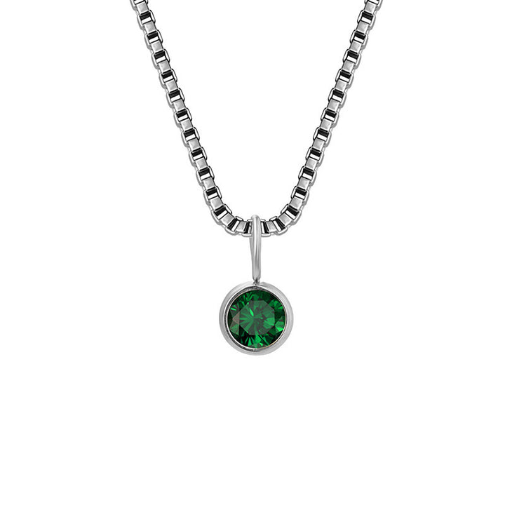 Collier Olivenorma en acier titane et zircon avec pierre de naissance de 8 mm 