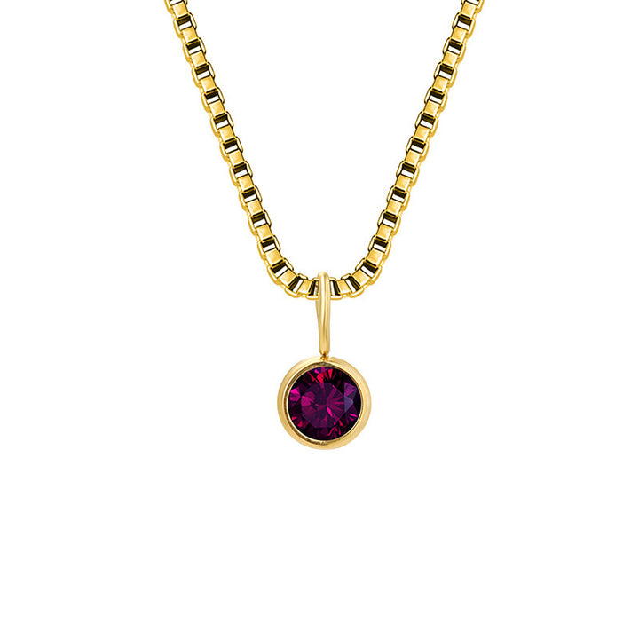 Collier Olivenorma en acier titane et zircon avec pierre de naissance de 8 mm 