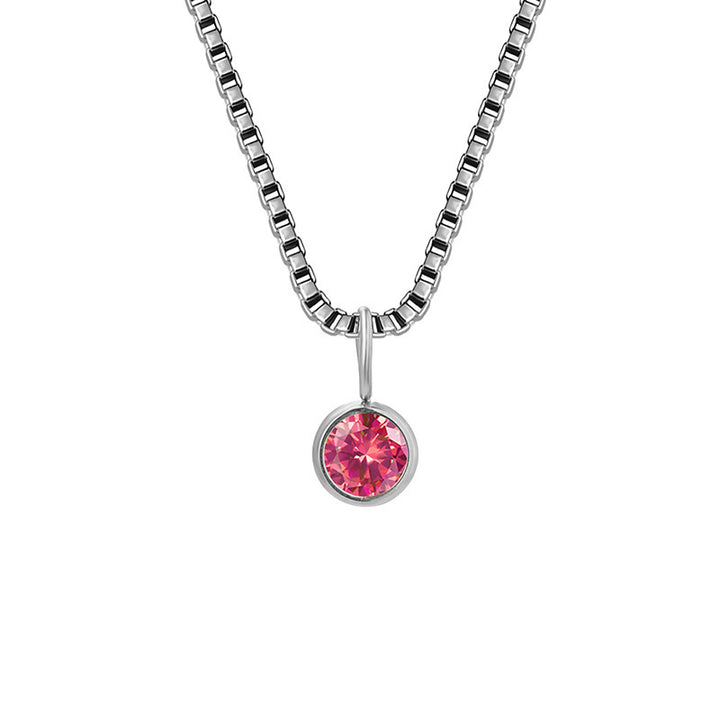 Collier Olivenorma en acier titane et zircon avec pierre de naissance de 8 mm 
