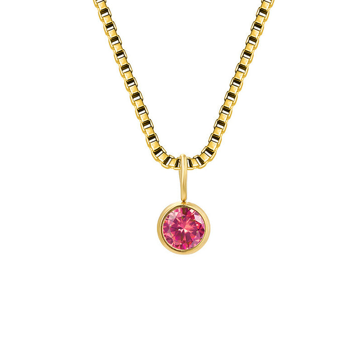 Collier Olivenorma en acier titane et zircon avec pierre de naissance de 8 mm 