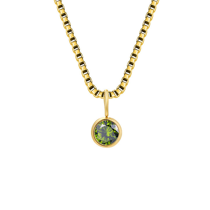 Collier Olivenorma en acier titane et zircon avec pierre de naissance de 8 mm 