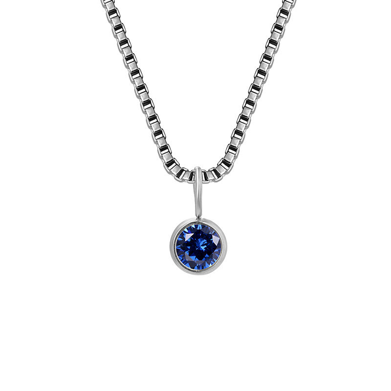 Collier Olivenorma en acier titane et zircon avec pierre de naissance de 8 mm 