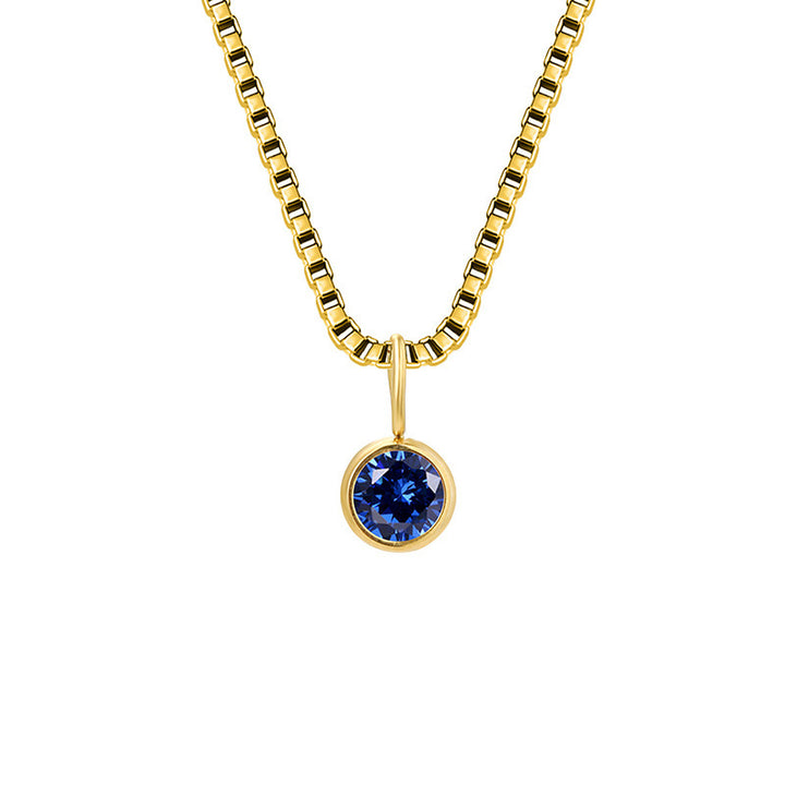 Collier Olivenorma en acier titane et zircon avec pierre de naissance de 8 mm 