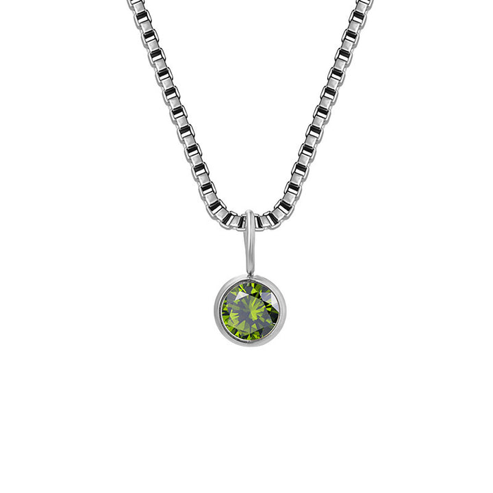 Collier Olivenorma en acier titane et zircon avec pierre de naissance de 8 mm 