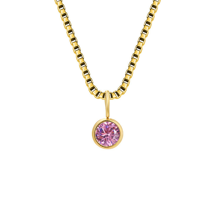 Collier Olivenorma en acier titane et zircon avec pierre de naissance de 8 mm 