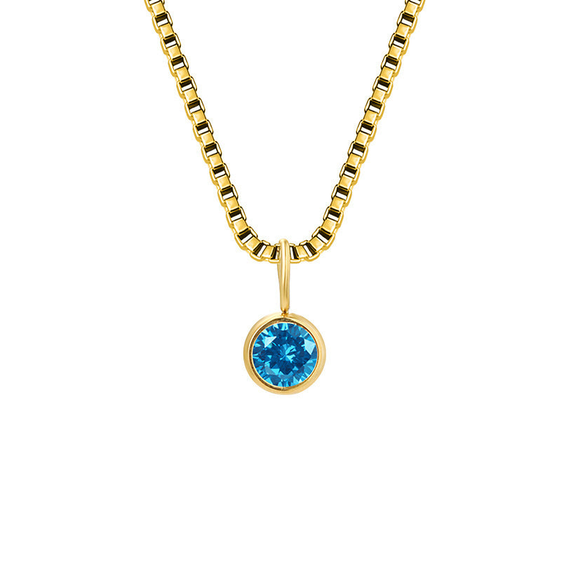 Collier Olivenorma en acier titane et zircon avec pierre de naissance de 8 mm 