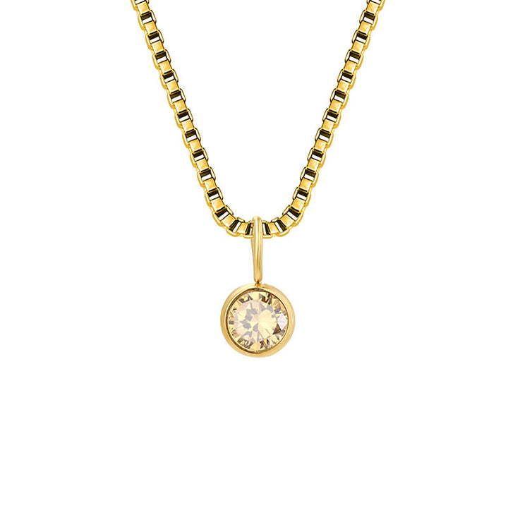 Collier Olivenorma en acier titane et zircon avec pierre de naissance de 8 mm 
