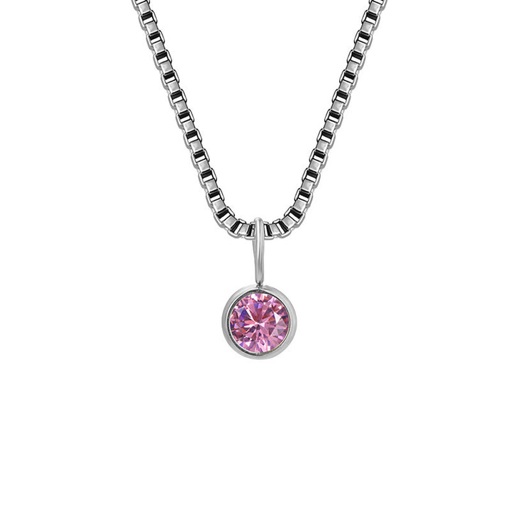 Collier Olivenorma en acier titane et zircon avec pierre de naissance de 8 mm 