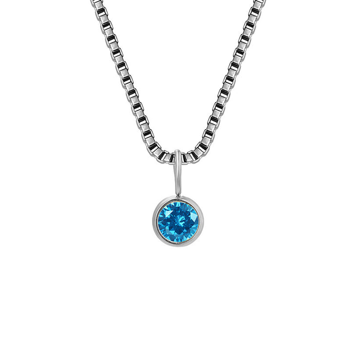 Collier Olivenorma en acier titane et zircon avec pierre de naissance de 8 mm 