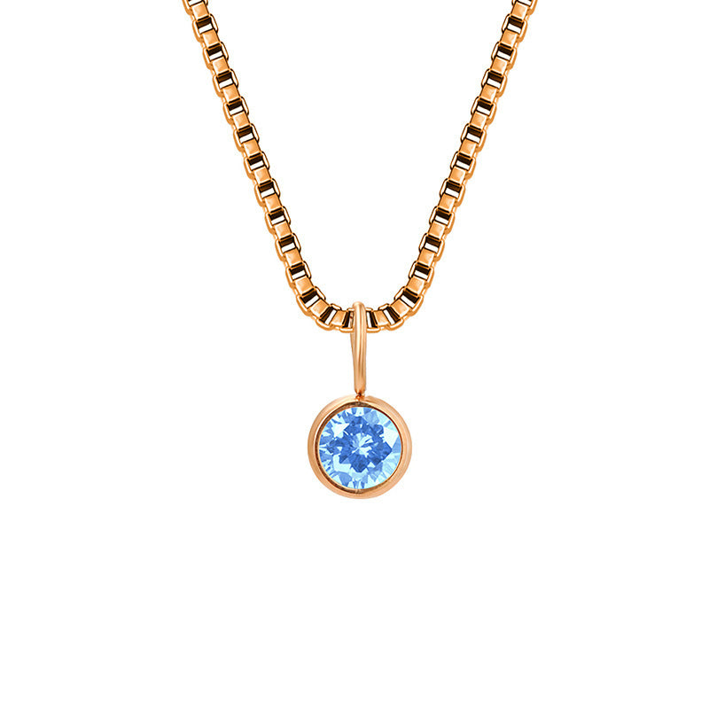 Collier Olivenorma en acier titane et zircon avec pierre de naissance de 8 mm 