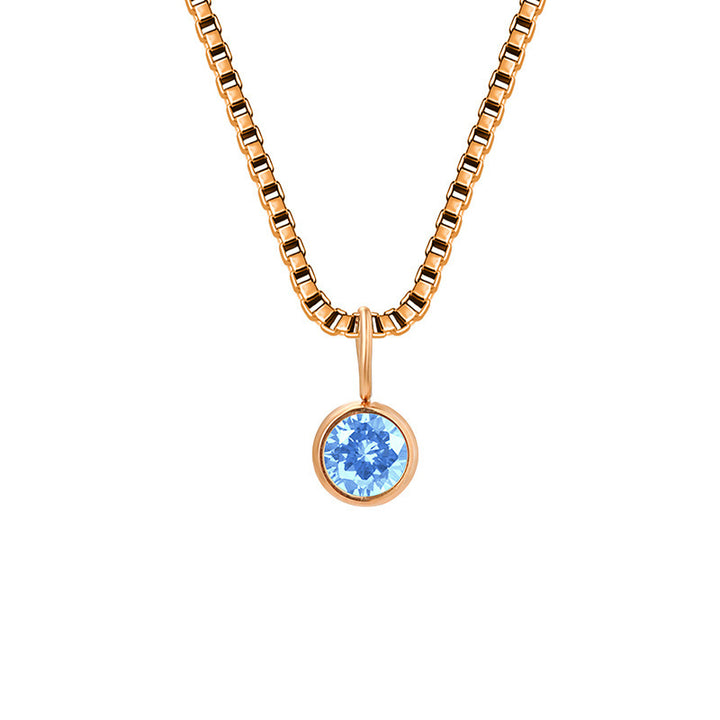Collier Olivenorma en acier titane et zircon avec pierre de naissance de 8 mm 