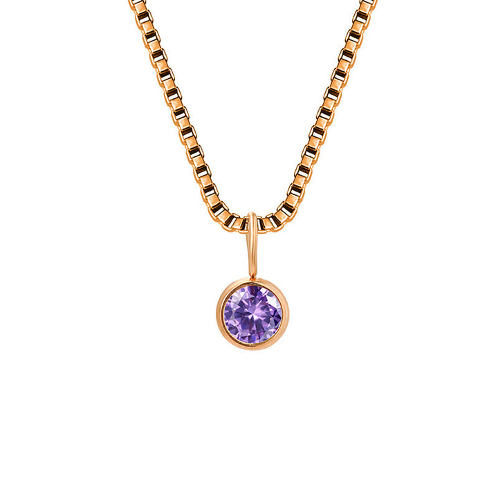 Collier Olivenorma en acier titane et zircon avec pierre de naissance de 8 mm 