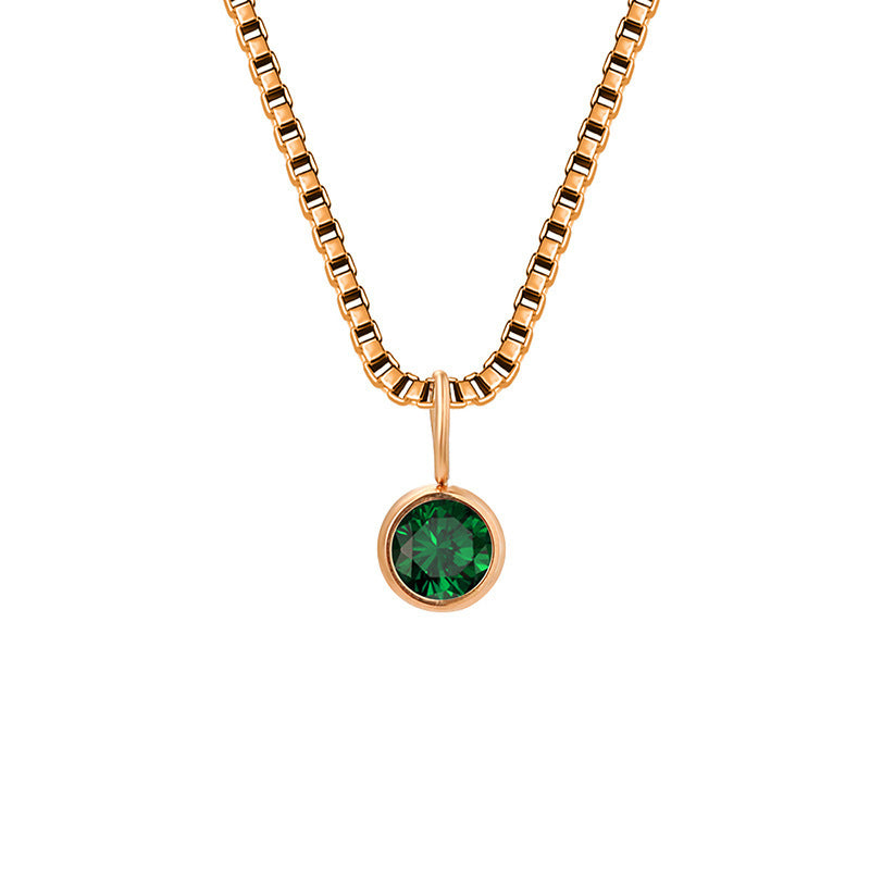 Collier Olivenorma en acier titane et zircon avec pierre de naissance de 8 mm 