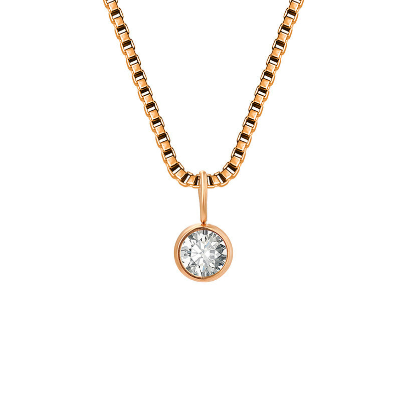 Collier Olivenorma en acier titane et zircon avec pierre de naissance de 8 mm 
