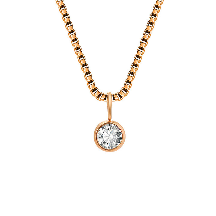Collier Olivenorma en acier titane et zircon avec pierre de naissance de 8 mm 