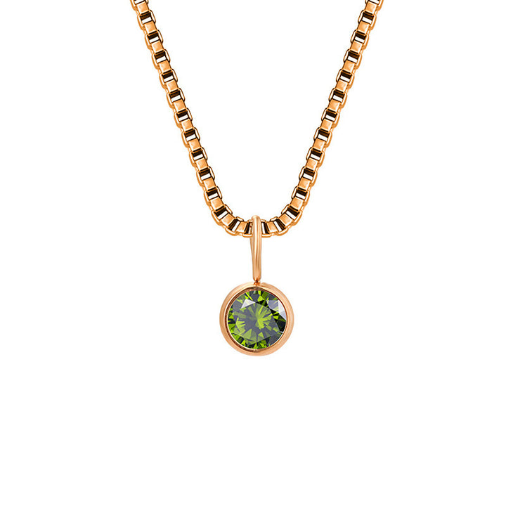 Collier Olivenorma en acier titane et zircon avec pierre de naissance de 8 mm 