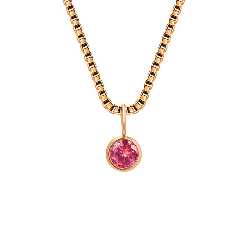Collier Olivenorma en acier titane et zircon avec pierre de naissance de 8 mm 