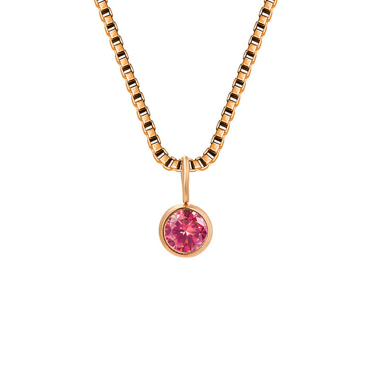 Collier Olivenorma en acier titane et zircon avec pierre de naissance de 8 mm 