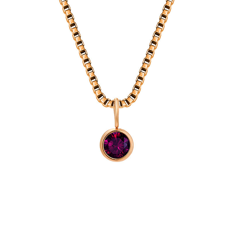 Collier Olivenorma en acier titane et zircon avec pierre de naissance de 8 mm 