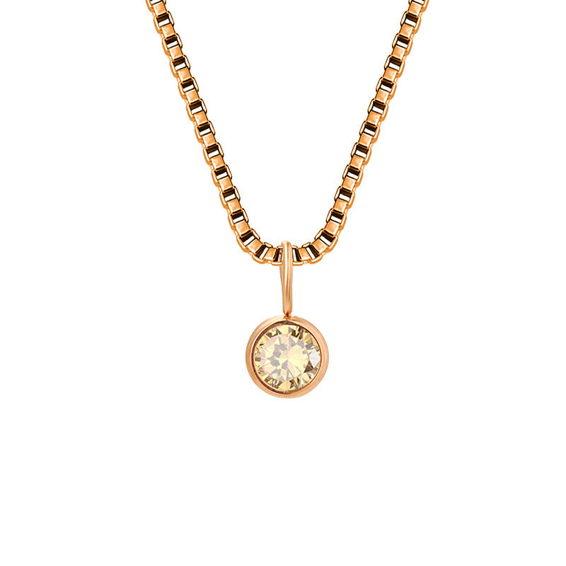 Collier Olivenorma en acier titane et zircon avec pierre de naissance de 8 mm 