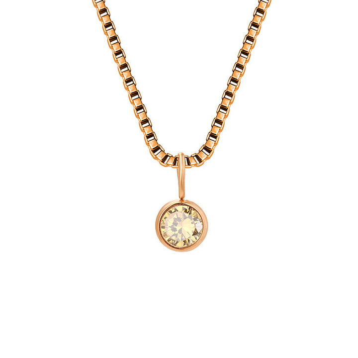 Collier Olivenorma en acier titane et zircon avec pierre de naissance de 8 mm 