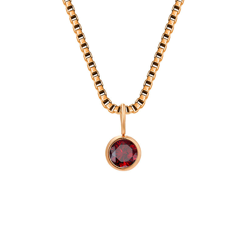 Collier Olivenorma en acier titane et zircon avec pierre de naissance de 8 mm 