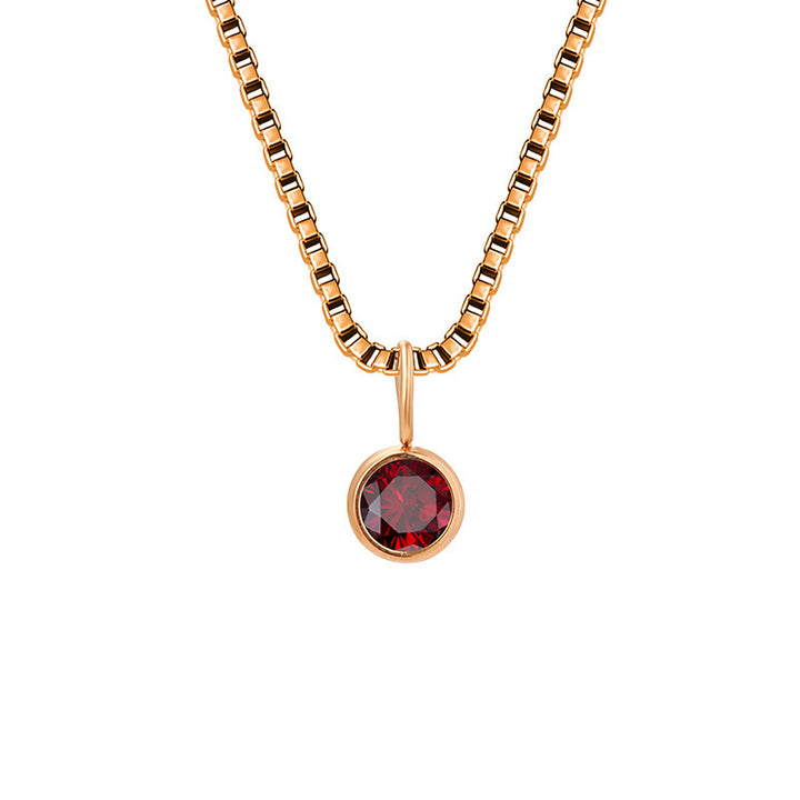 Collier Olivenorma en acier titane et zircon avec pierre de naissance de 8 mm 