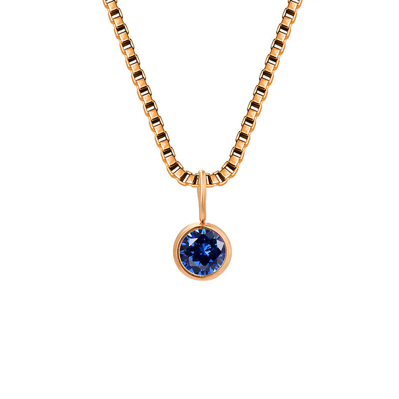 Collier Olivenorma en acier titane et zircon avec pierre de naissance de 8 mm 