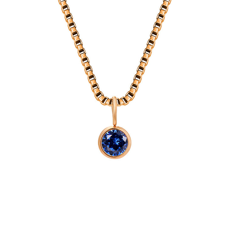Collier Olivenorma en acier titane et zircon avec pierre de naissance de 8 mm 