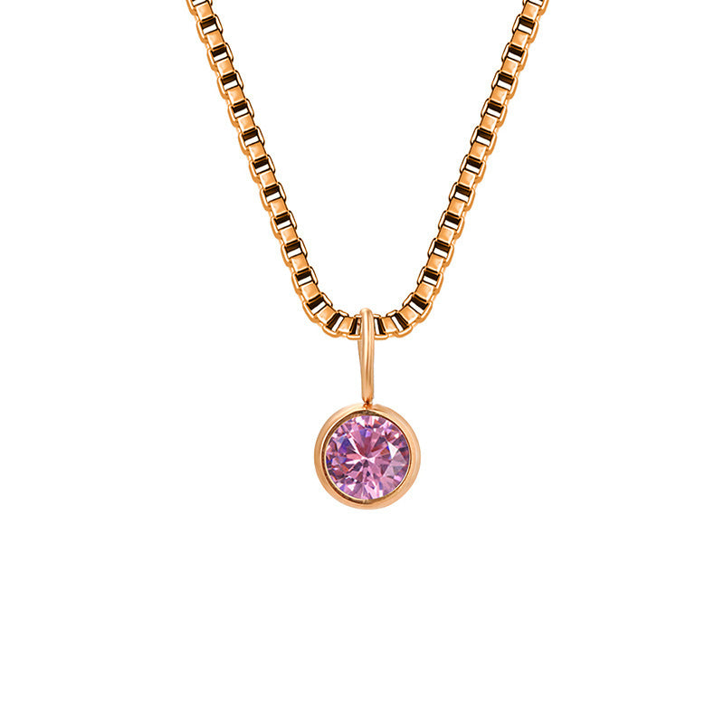 Collier Olivenorma en acier titane et zircon avec pierre de naissance de 8 mm 