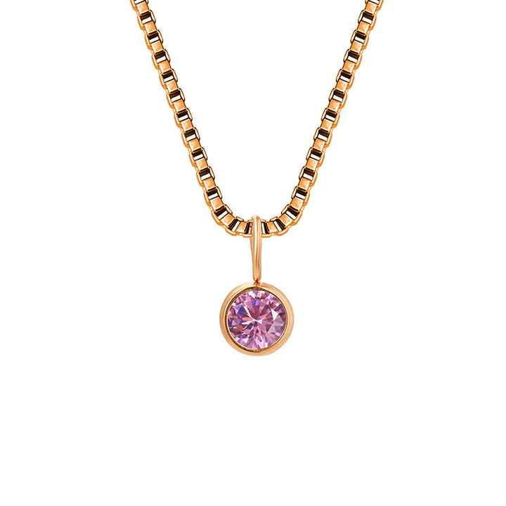 Collier Olivenorma en acier titane et zircon avec pierre de naissance de 8 mm 