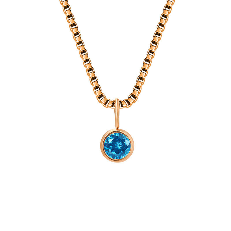 Collier Olivenorma en acier titane et zircon avec pierre de naissance de 8 mm 