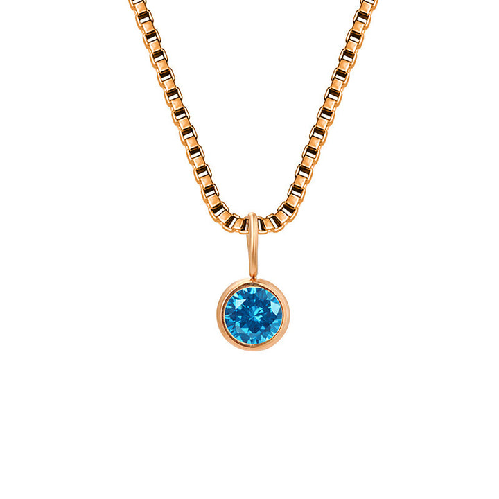 Collier Olivenorma en acier titane et zircon avec pierre de naissance de 8 mm 