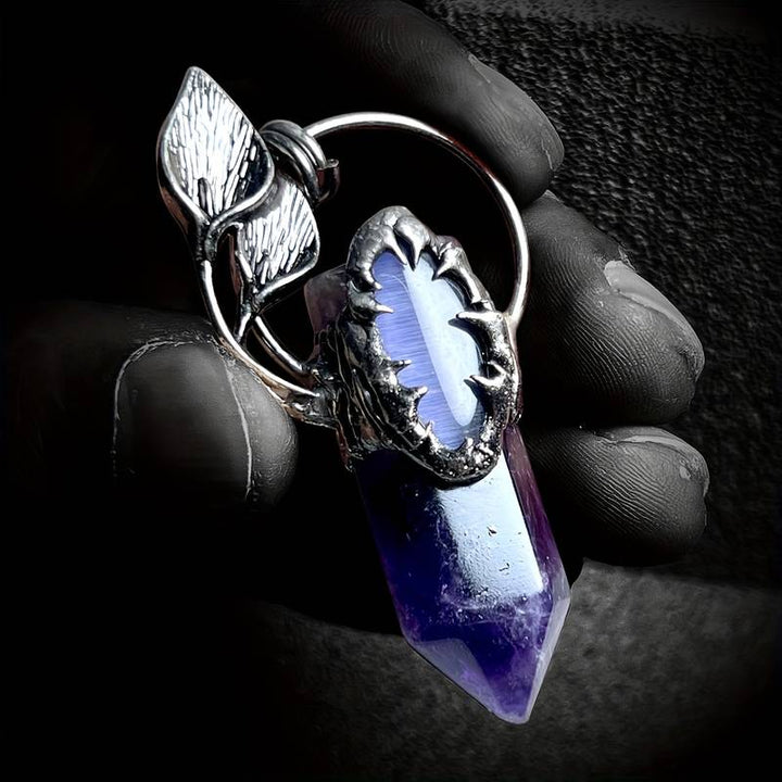 Collier avec pendentif en pierre précieuse en cristal à gratter fantôme d'Halloween Olivenorma