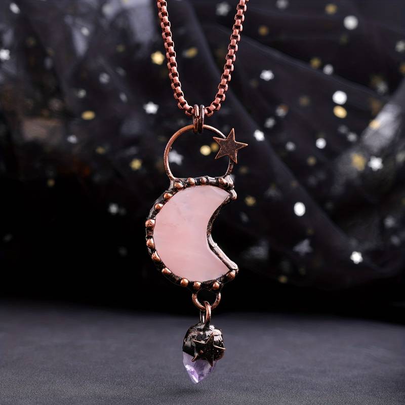 Collier avec pendentif en cristal de lune et étoile en pierres précieuses Olivenorma - image 1